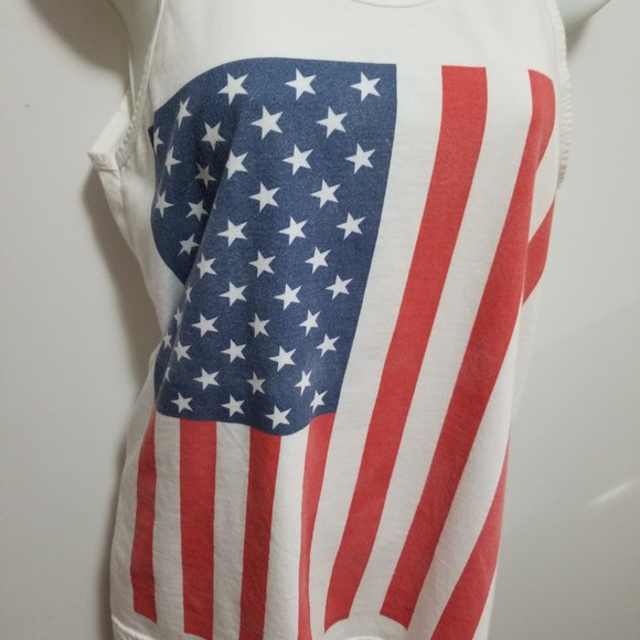 American Apparel white tank top with US flag - Picture 2 of 5